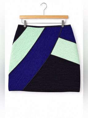 Maeve Anthropologie Colorblock Mini Pencil Skirt Petite 10 Blue Black